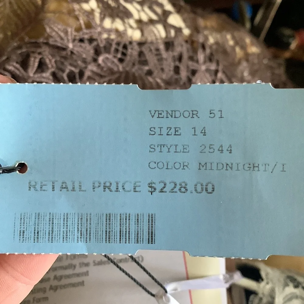 Da Vinci sz14 White Lace & Navy Chiffon Mermaid Bridesmaids Dress Floor Length - Picture 13 of 13